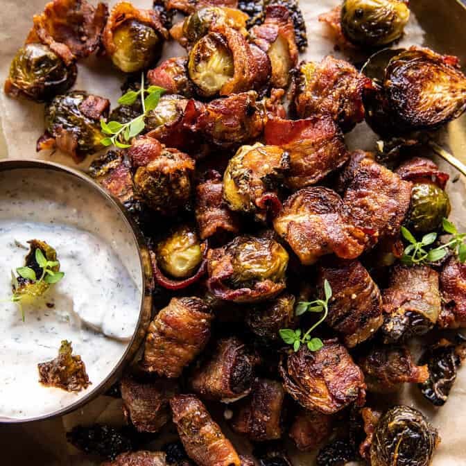 Crispy Bacon Wrapped Parmesan Brussels Sprouts | halfbakedharvest.com