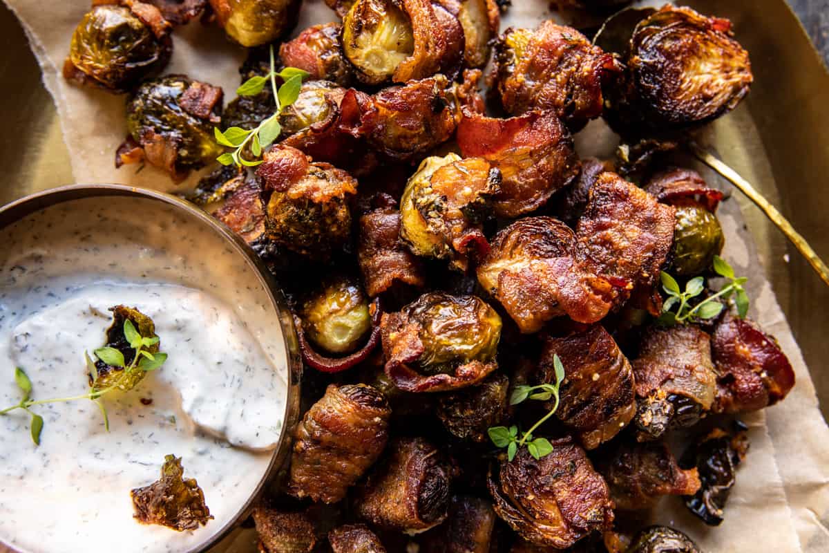 Crispy Bacon Wrapped Parmesan Brussels Sprouts | halfbakedharvest.com