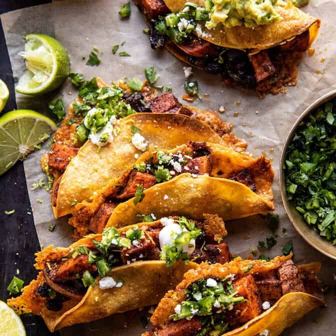 Crispy Chipotle Sweet Potato Tacos with Lime Crema | halfbakedharvest.com