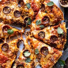 Crispy Tomato Herb Cheese Pan Pizza | halfbakedharvest.com