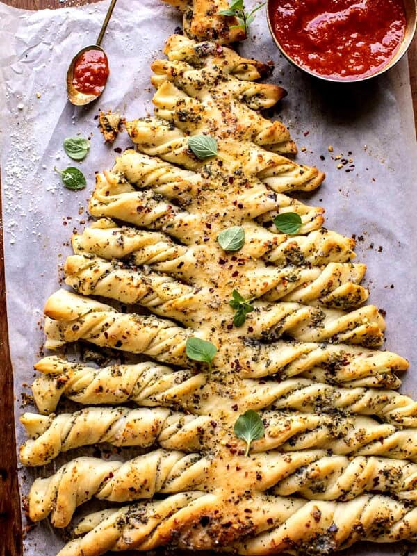 Pull Apart Christmas Tree Garlic Bread | halfbakedharvest.com
