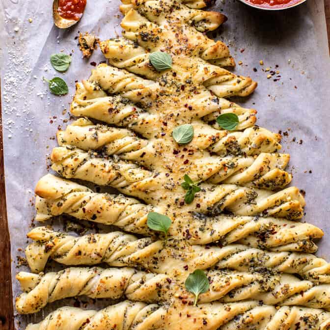 Pull Apart Christmas Tree Garlic Bread | halfbakedharvest.com