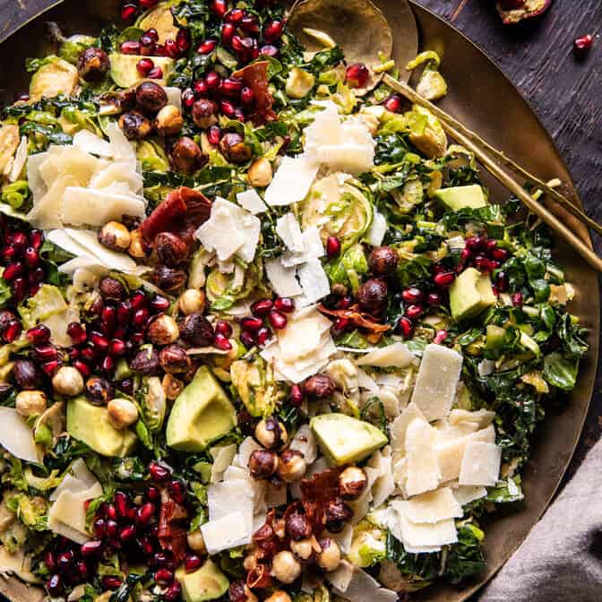 Shredded Brussels Sprout and Prosciutto Salad | halfbakedharvest.com