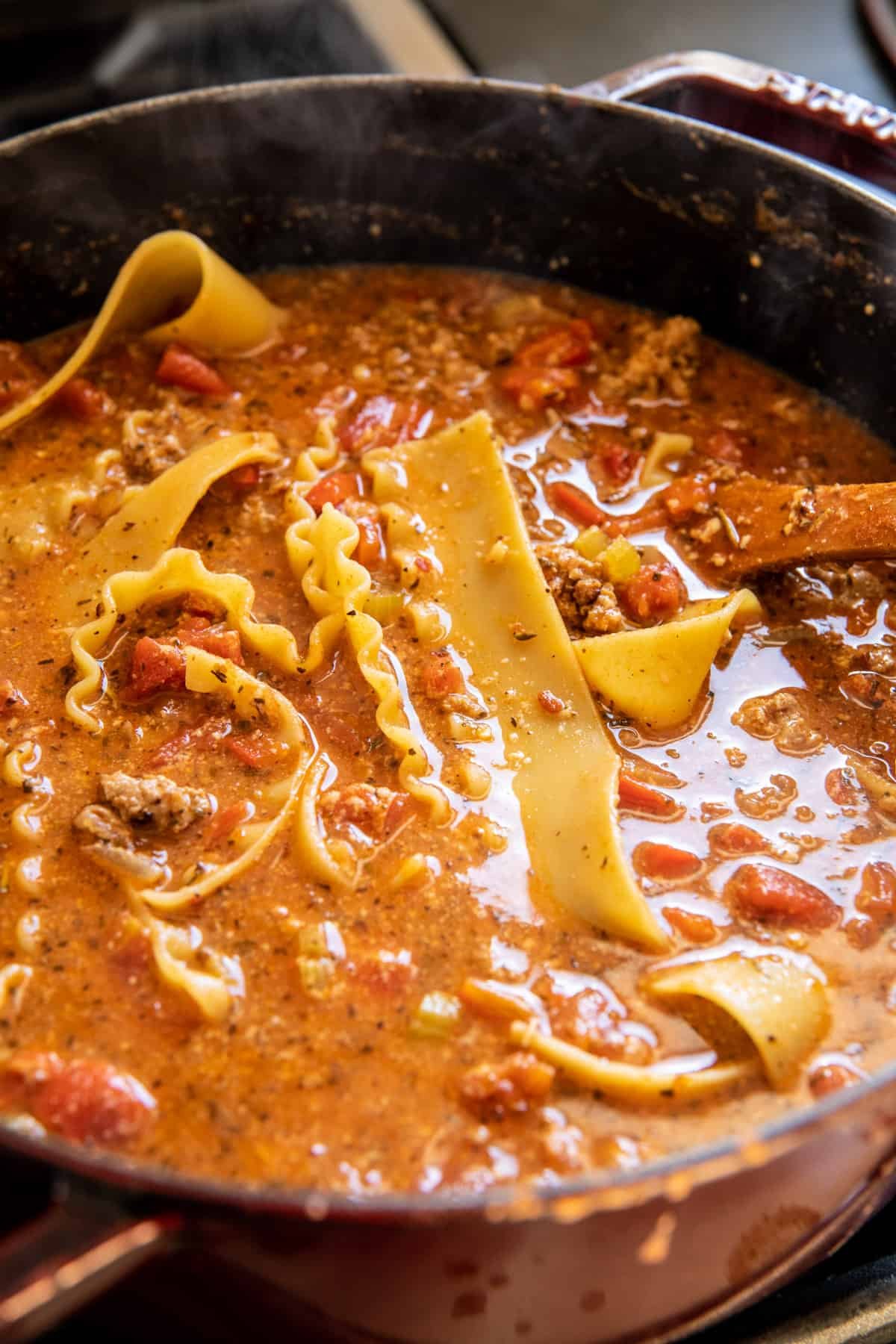Spicy Lasagna Soup | halfbaedharvest.com