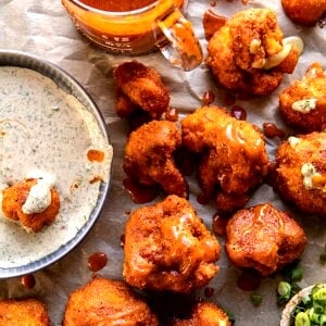 Buffalo Cauliflower with Spicy Tahini Ranch | halfbakedharvest.com