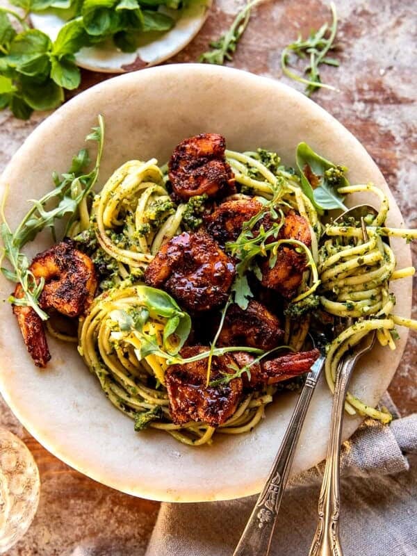 Cajun Garlic Butter Shrimp with Creamy Pesto Pasta | halfbakedharvest.com