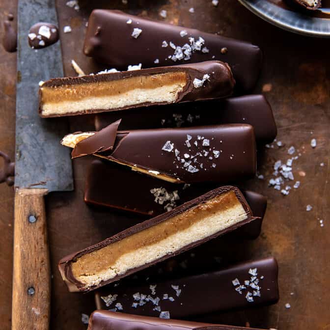 Homemade Vegan Peanut Butter Twix Bars | halfbakedharvest.com