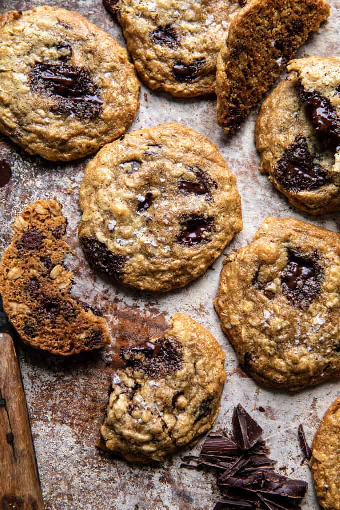 Salted Tahini Oatmeal Chocolate Chip Cookies. Half Baked Harvest