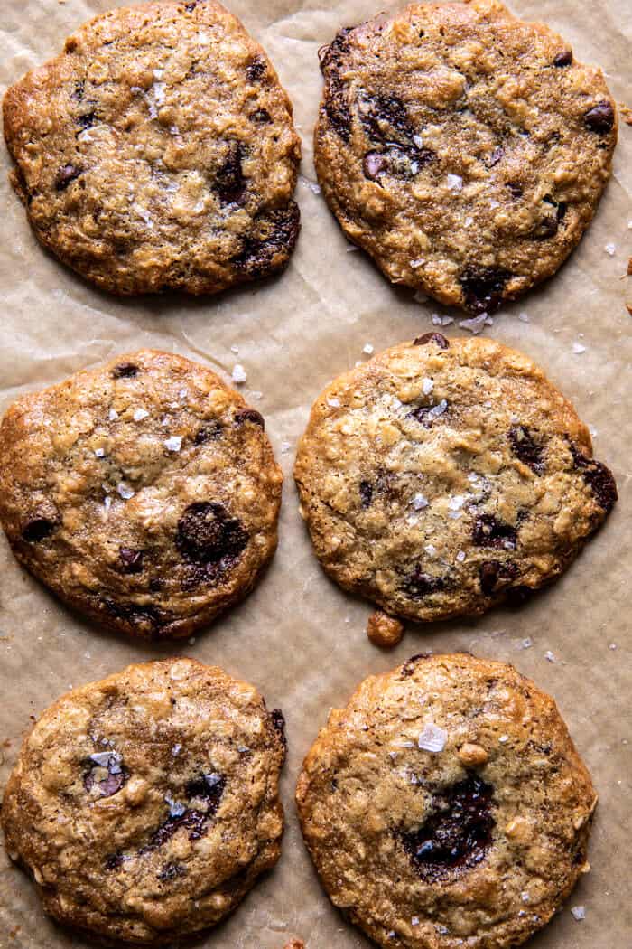 Salted Tahini Oatmeal Chocolate Chip Cookies. Half Baked Harvest