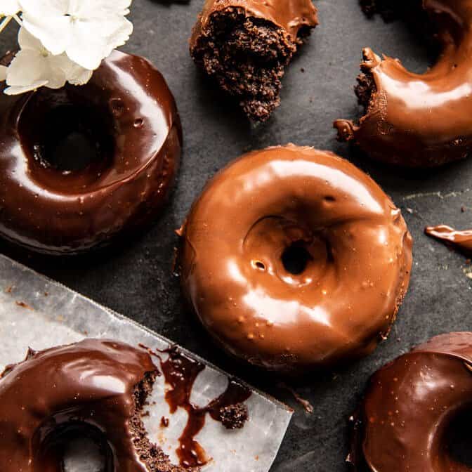 Baked Chocolate Fudge Glazed Doughnuts | halfbakedharvest.com