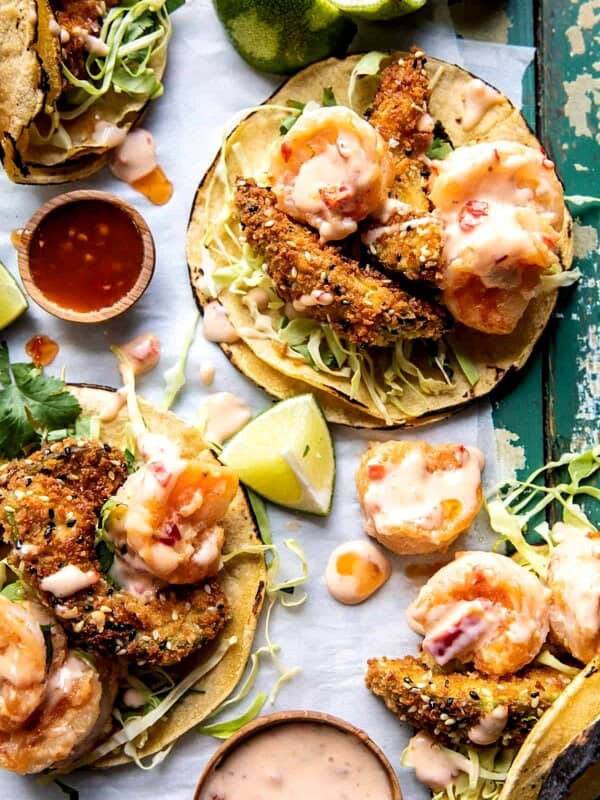 Bang Bang Shrimp Tacos with Fried Avocado | halfbakedharvest.com
