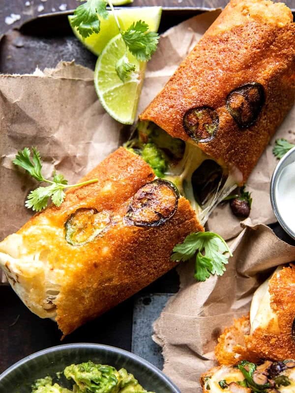 Crispy Cheese Poblano Avocado Burrito | halfbakedharvest.com
