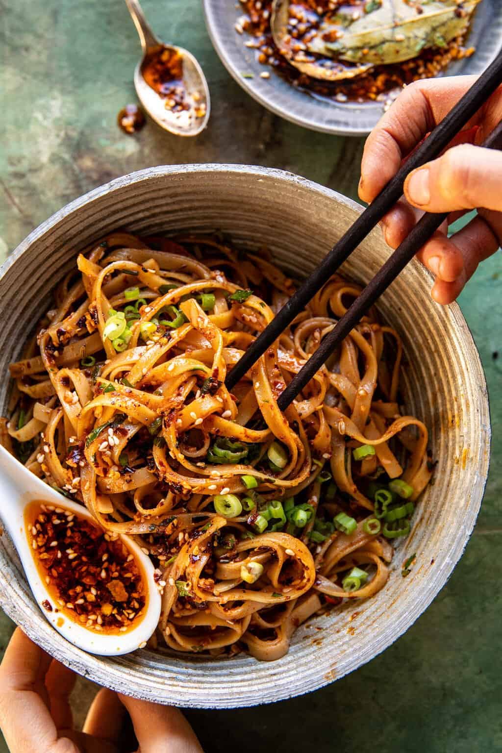 Crispy Sesame Garlic Chili Oil Noodles. Half Baked Harvest