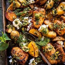 Sheet Pan Greek Garlic Butter Chicken and Potatoes | halfbakedharvest.com