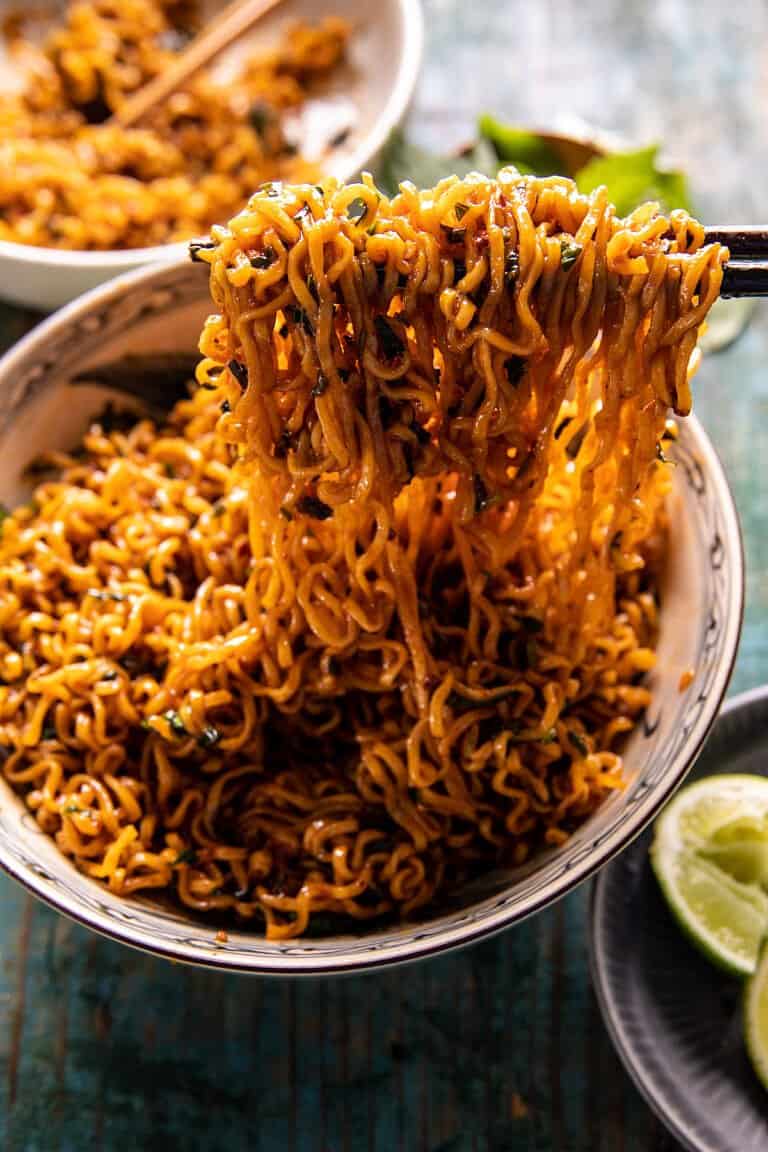 20 Minute Red Curry Basil Garlic Oil Noodles. Half Baked Harvest