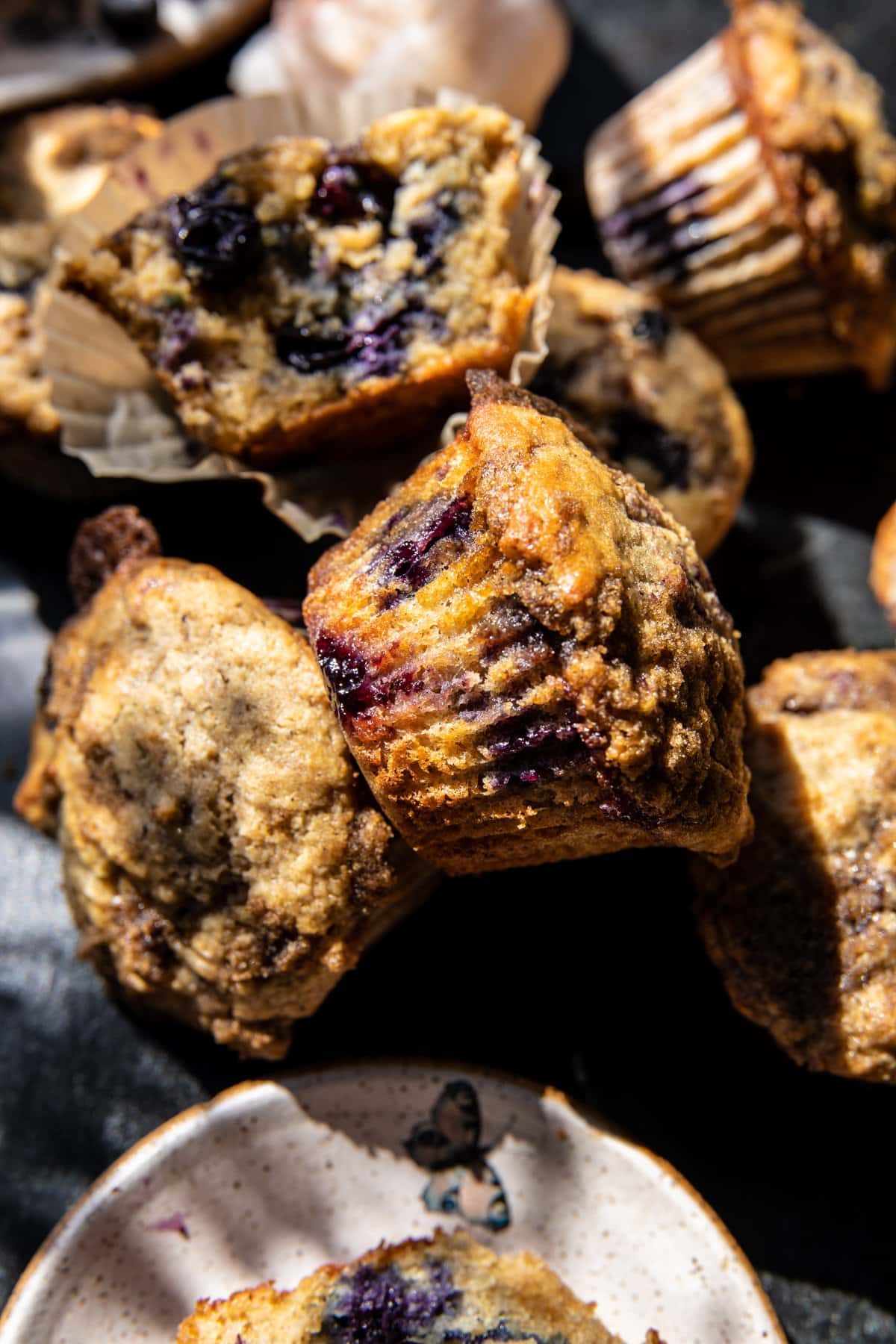 Bakery Blueberry Vanilla Crunch Muffins | halfbakedharvest.com