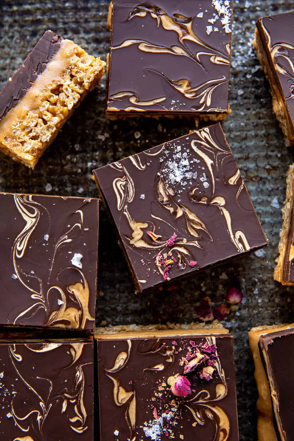 Chewy Chocolate Peanut Butter Bars. Half Baked Harvest