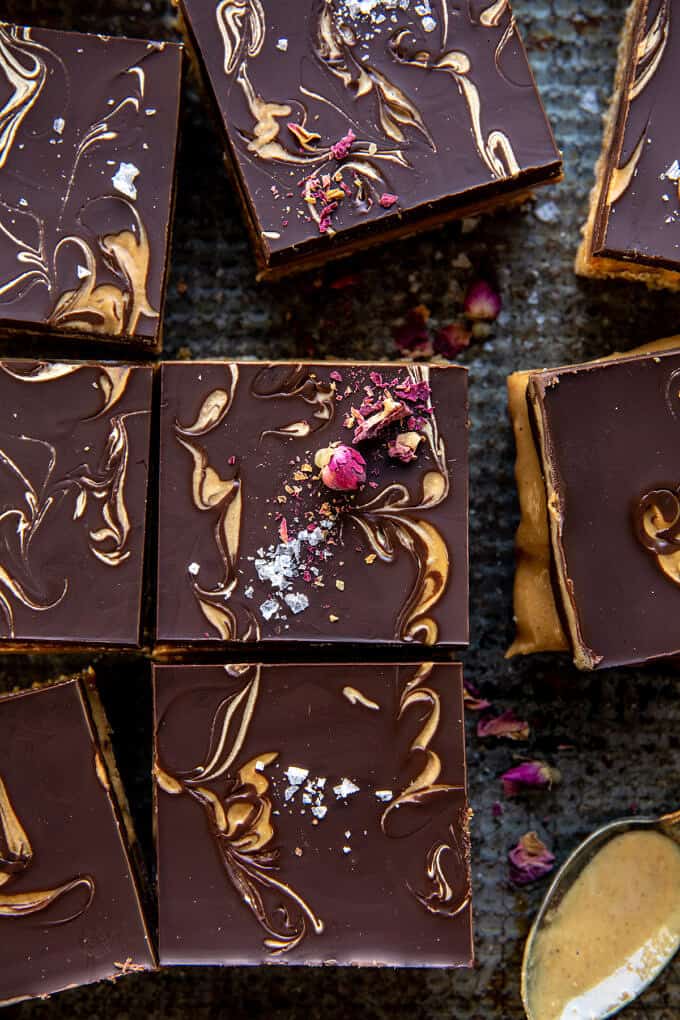 Chewy Chocolate Peanut Butter Bars. Half Baked Harvest