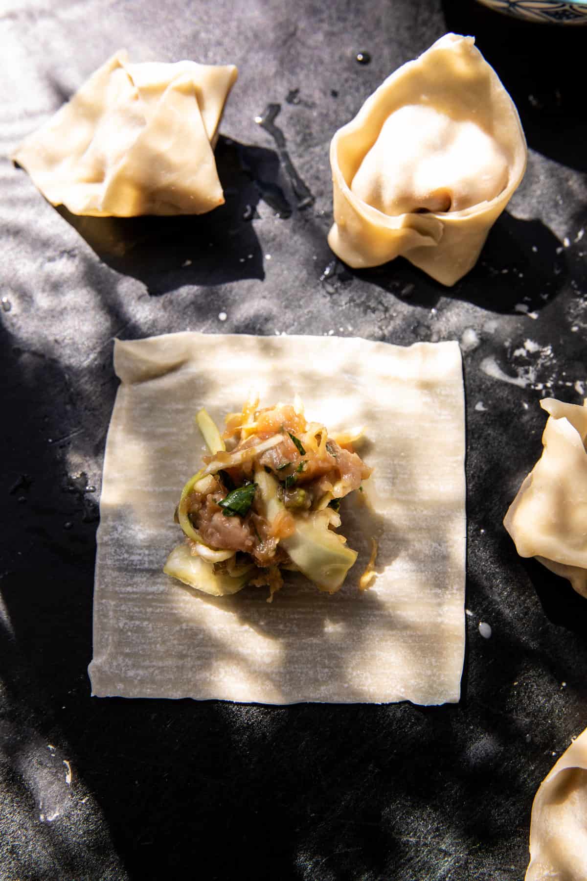 assembling and forming the wontons