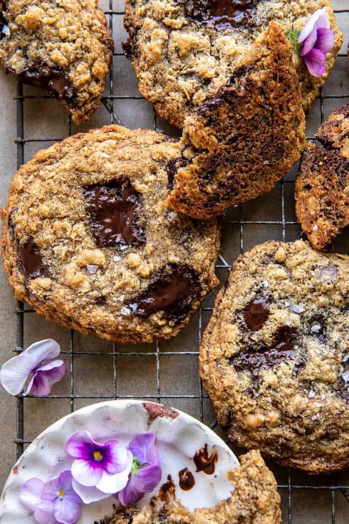 Giant Chewy Oatmeal Chocolate Chip Cookies.