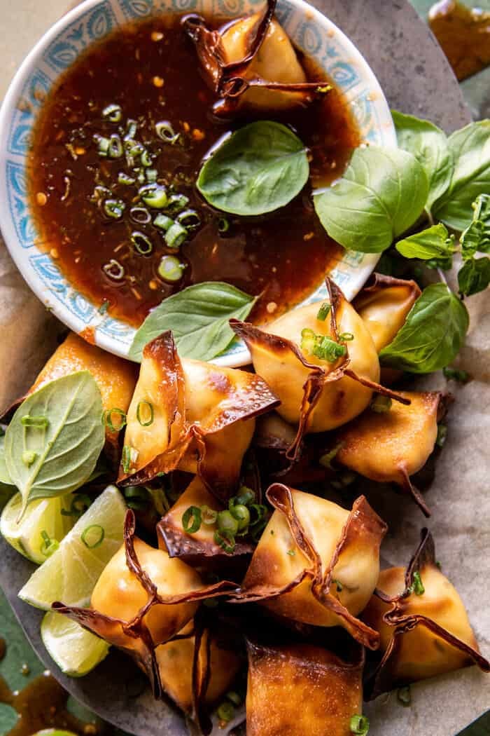 Cheese Rangoons with Sweet Ginger Chili Sauce.