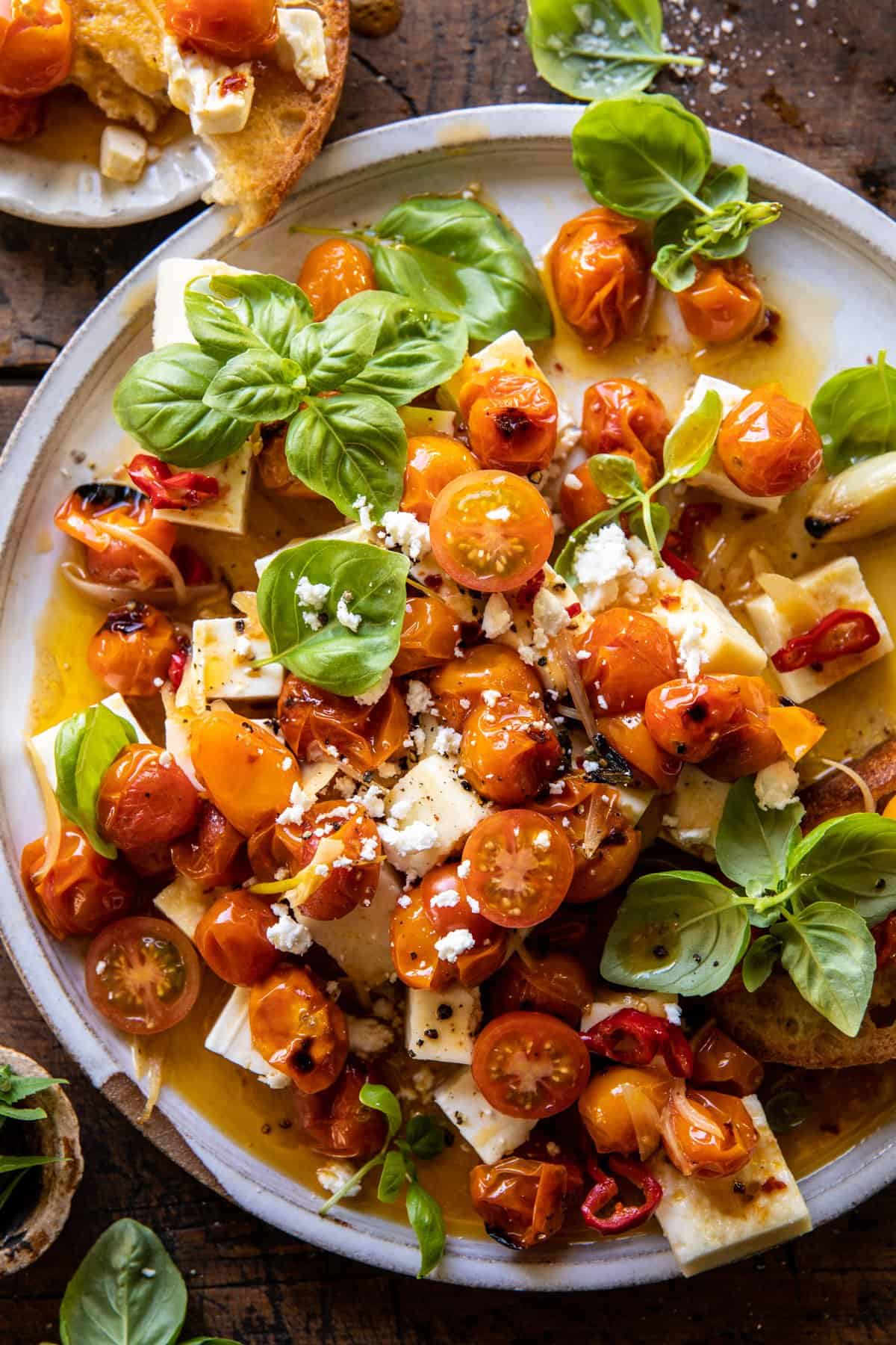 Crumbled Feta and Tomato Basil Vinaigrette Dip | halfbakedharvest.com