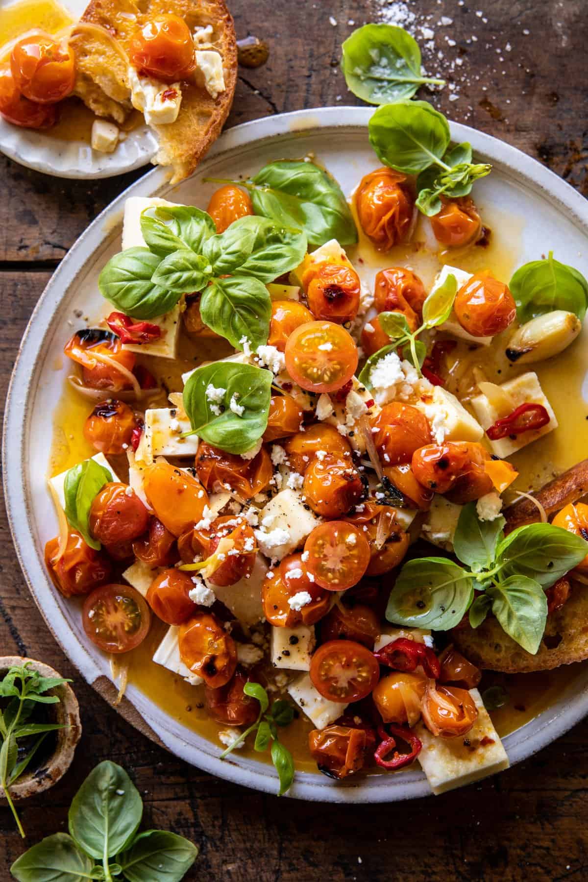 Crumbled Feta and Tomato Basil Vinaigrette Dip | halfbakedharvest.com