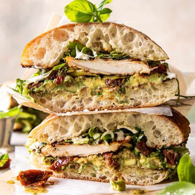 Honey Mustard Chicken Avocado Sandwich with Tahini Ranch | halfbakedharvest.com