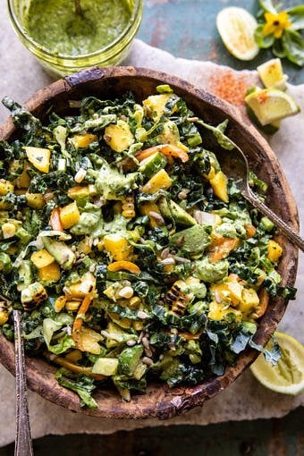 Mango Kale Salad with Cilantro Lime Dressing | halfbakedharvest.com