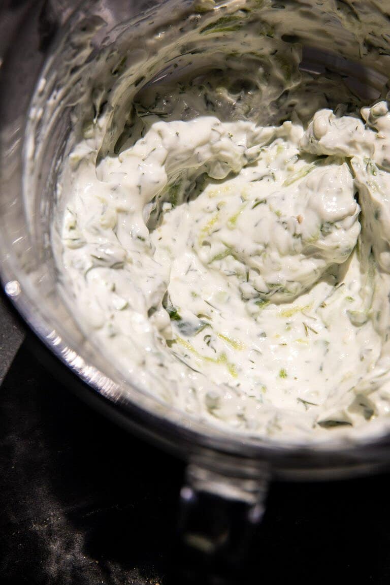 Sheet Pan Greek Meatballs and Tzatziki. Half Baked Harvest