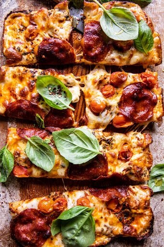 Detroit Style Tomato Herb Pepperoni Pizza | halfbakedharvest.com