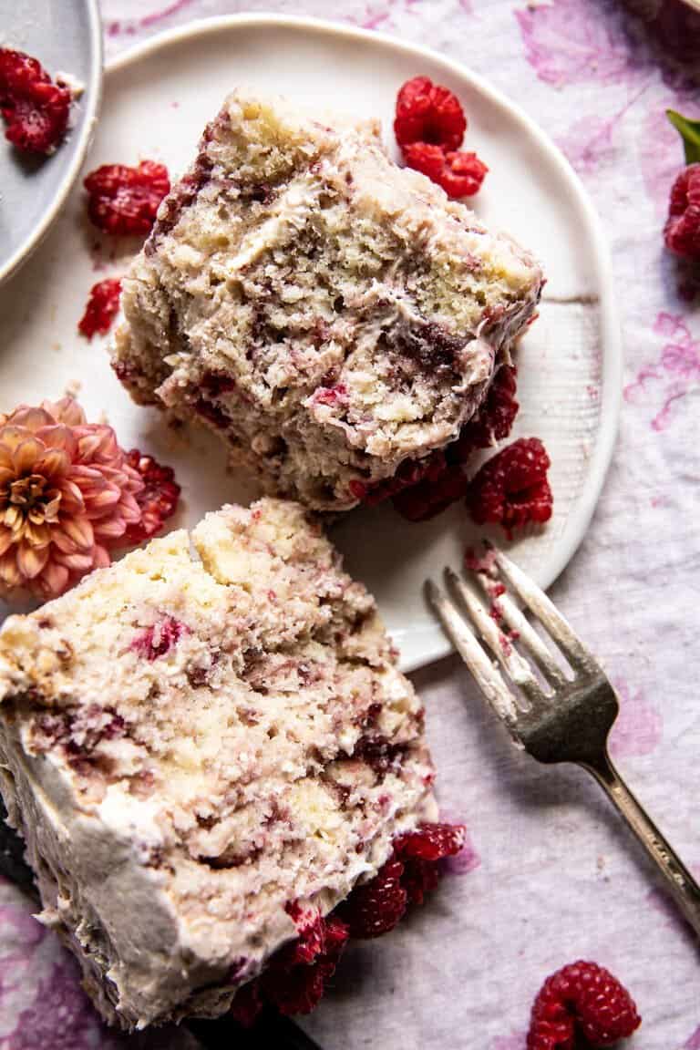 Smashed Raspberry White Chocolate Layer Cake. - Half Baked Harvest