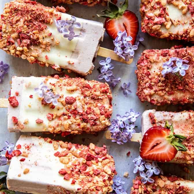 Homemade Strawberry Shortcake Ice Cream Bars | halfbakedharvest.com
