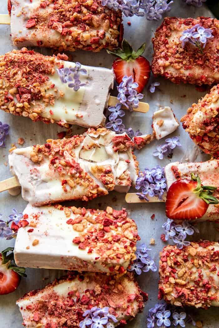 Homemade Strawberry Shortcake Ice Cream Bars. - Half Baked Harvest