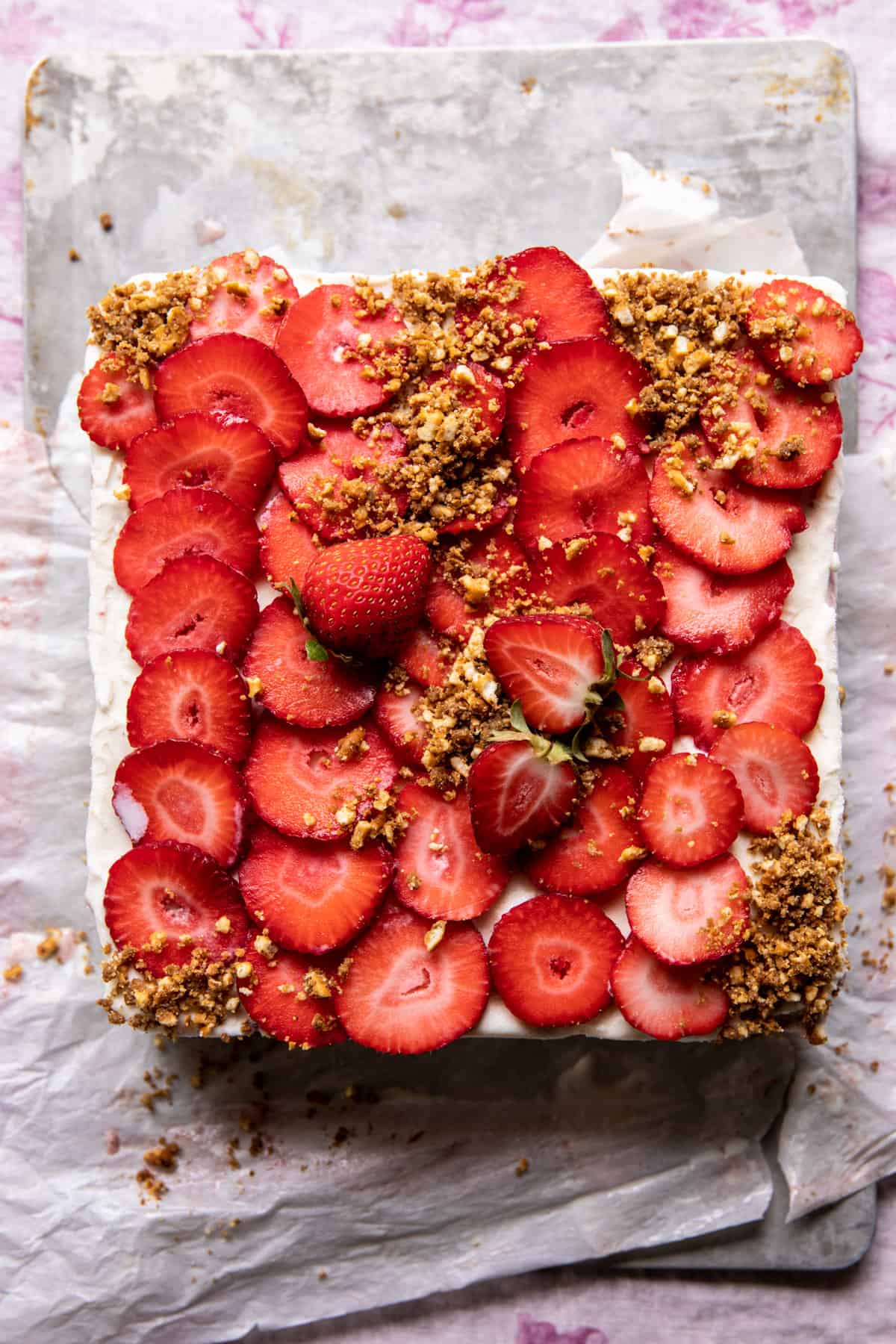 Strawberry Pretzel Ice Cream Cake | halfbakedharvest.com
