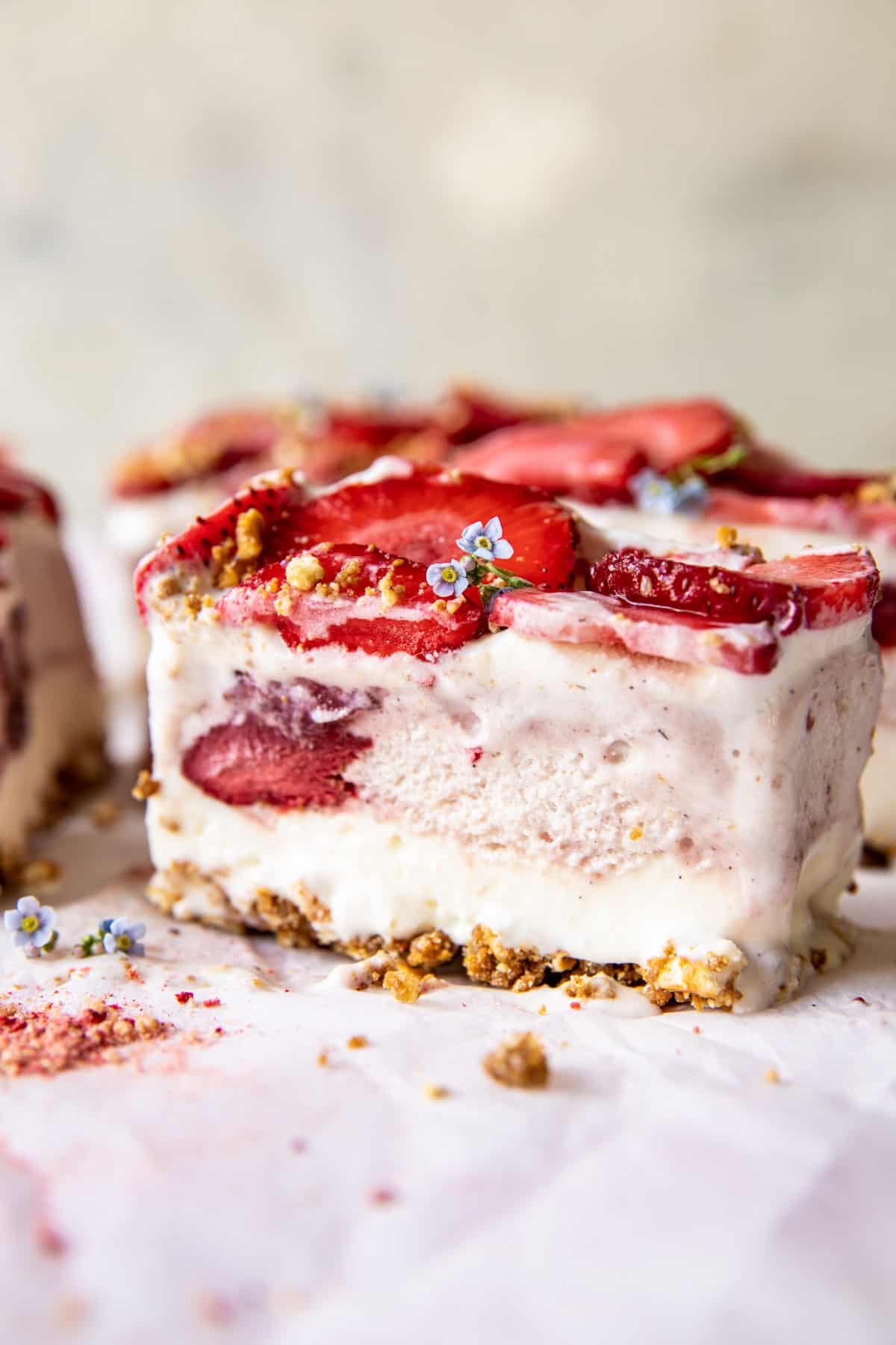 Strawberry Pretzel Ice Cream Cake | halfbakedharvest.com