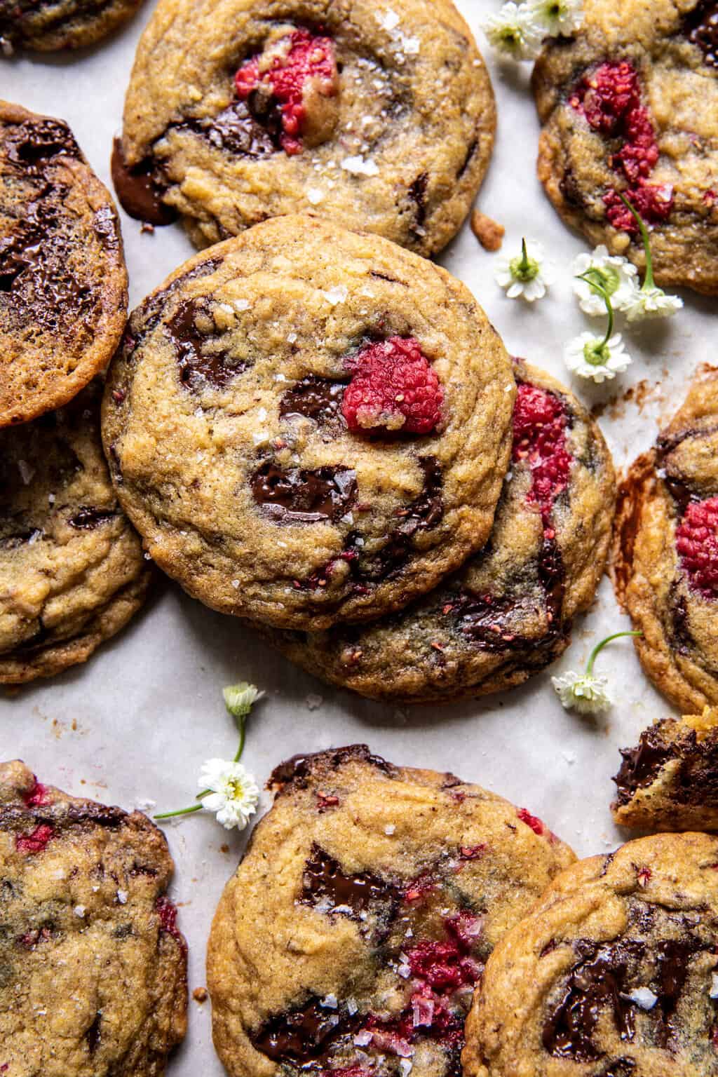 Brown Butter Raspberry Chocolate Chip Cookies. Half Baked Harvest