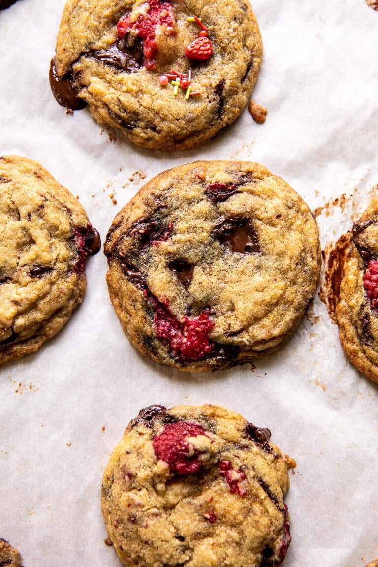 Brown Butter Raspberry Chocolate Chip Cookies. Half Baked Harvest