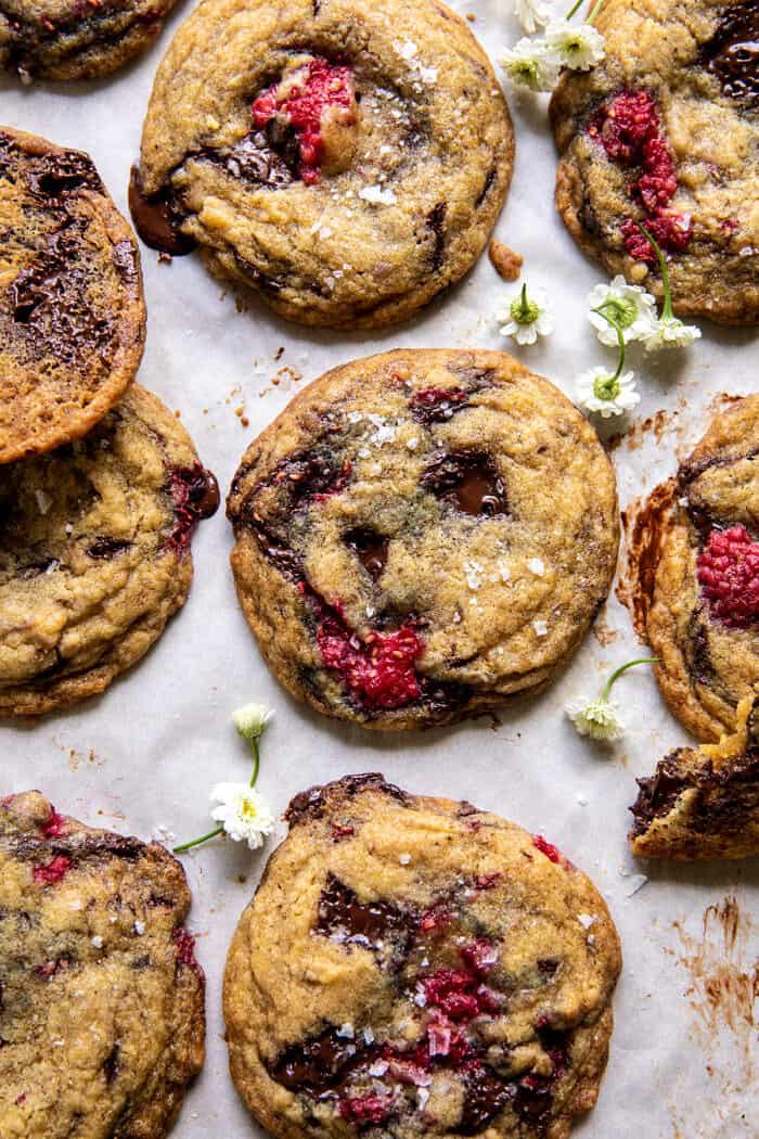 Brown Butter Raspberry Chocolate Chip Cookies. Half Baked Harvest