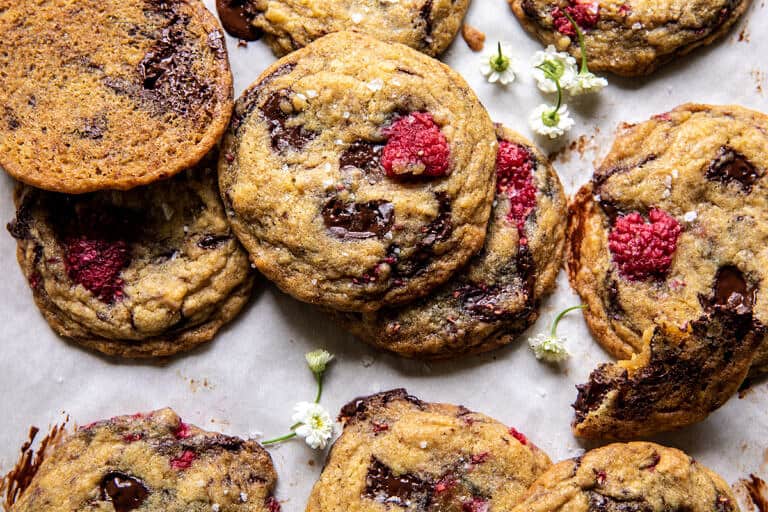 Brown Butter Raspberry Chocolate Chip Cookies. Half Baked Harvest