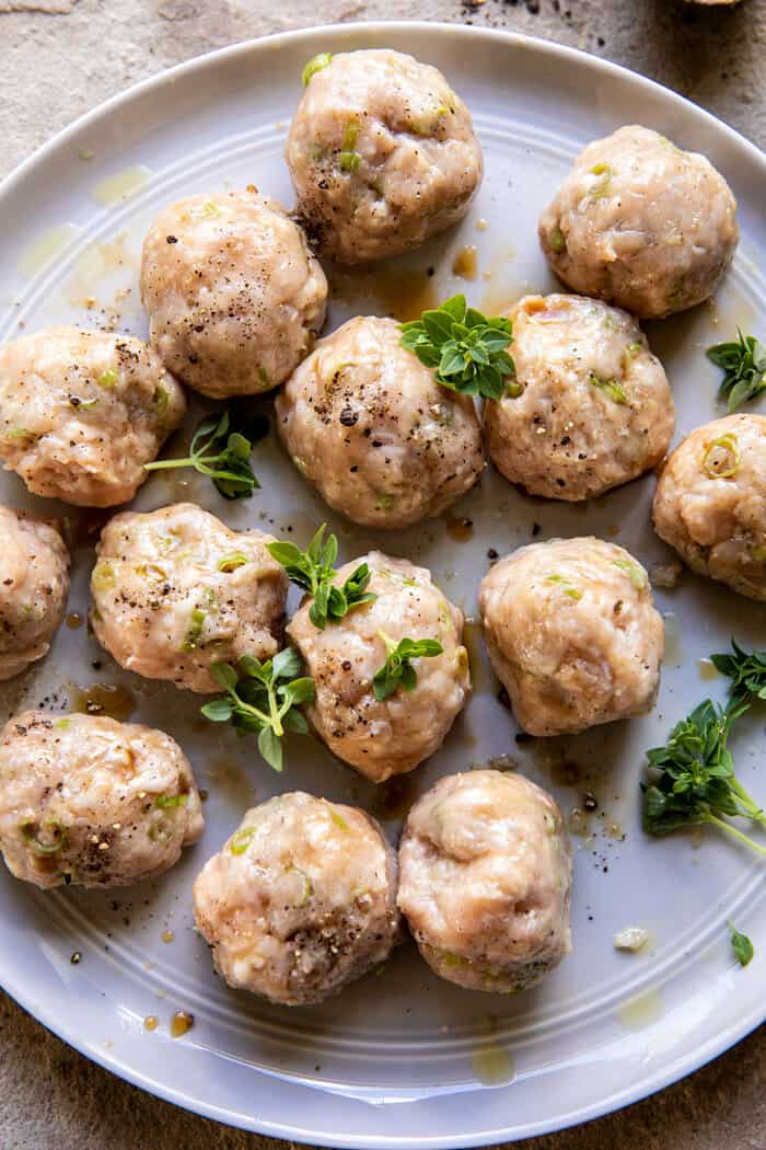 Simple Coconut Chicken Meatball Curry with Rice Noodles. Half Baked