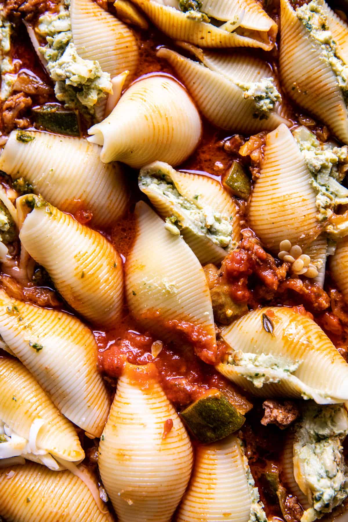 Spicy Zucchini and Pesto Cheese Stuffed Shells | halfbakedharvest.com