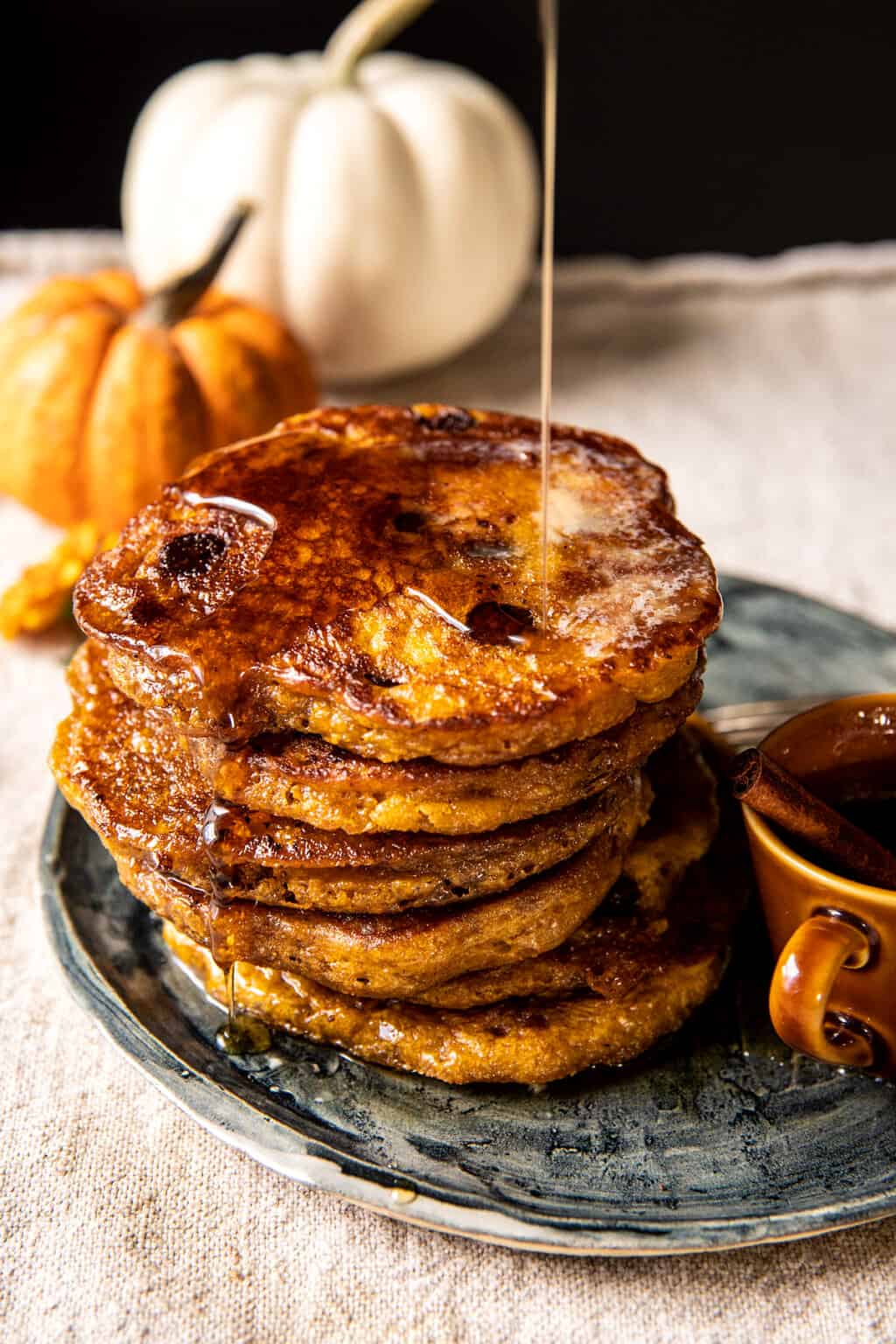 Fluffy Pumpkin Butter Chocolate Chip Pancakes. Half Baked Harvest