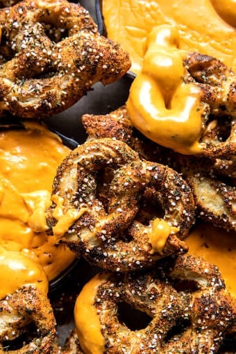 Mini Ranch Pretzels with Buffalo Cheese Sauce | halfbakedharvest.com