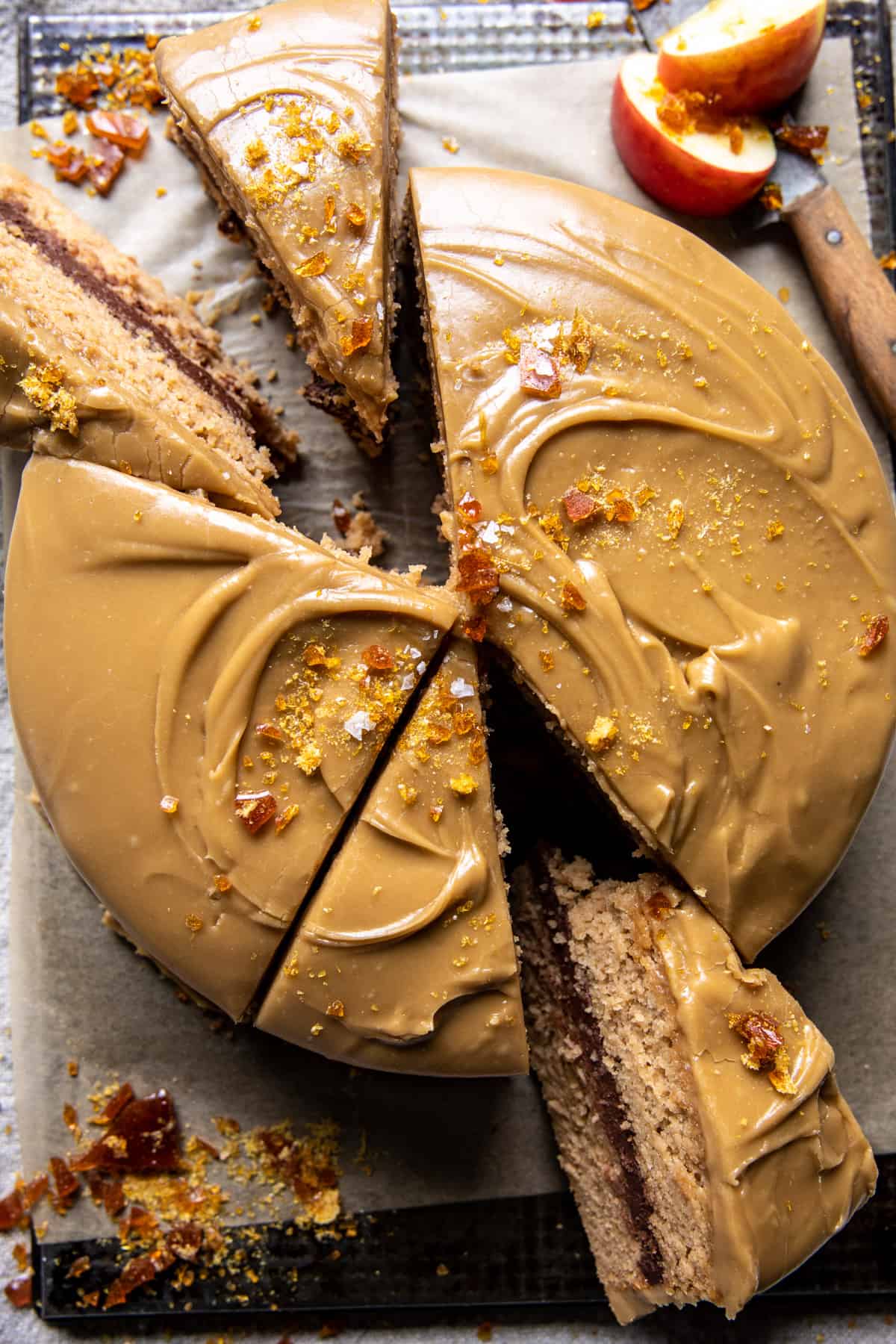 Old Fashioned Caramel Apple Butter Cake with Chocolate Frosting | halfbakedharvest.com