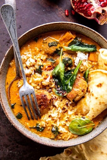 Coconut Curry Chicken Meatball Soup with Rice | halfbakedharvest.com