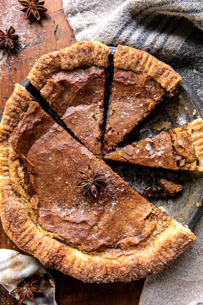 Crinkly Salted Caramel Snickerdoodle Pie.