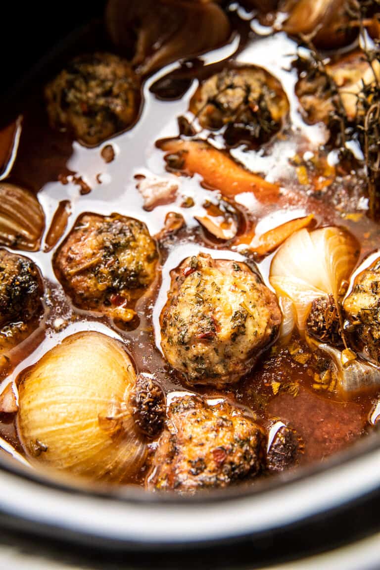 Crockpot Coq au Vin Meatballs. Half Baked Harvest