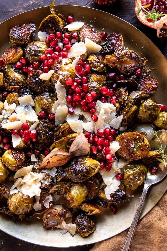Roasted Balsamic Parmesan Brussels Sprouts.