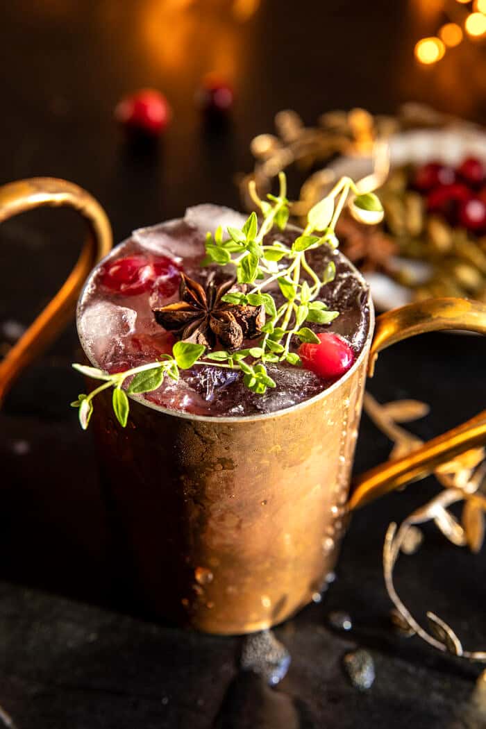 Spiced Cranberry Thyme Moscow Mule.